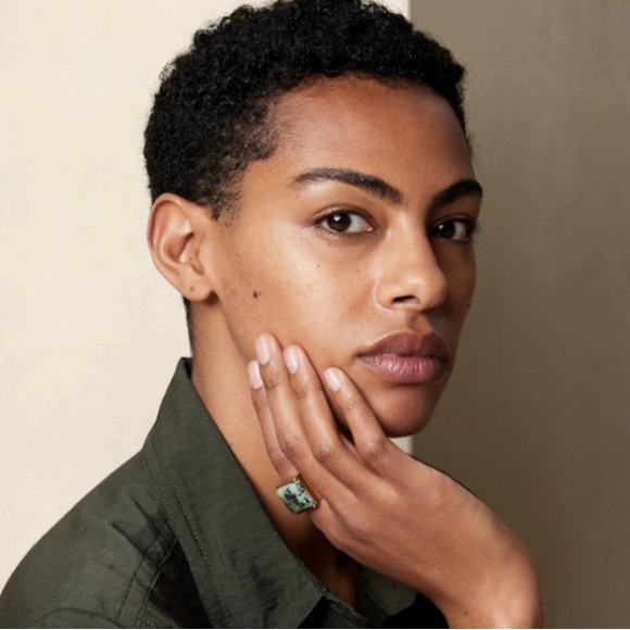 🦋🌳🌊Moss Turquoise Gold Ring - Picture 3 of 5